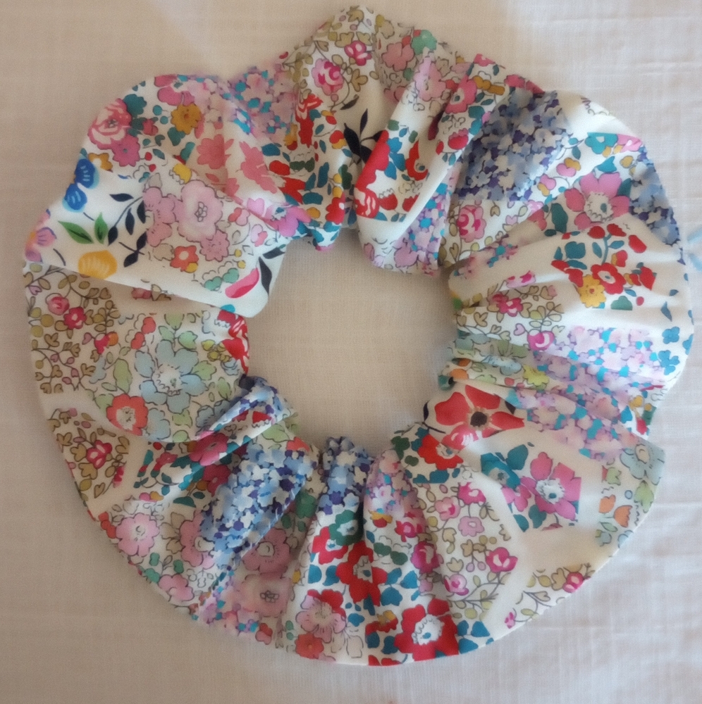 Liberty Art Fabric Scrunchie Patchwork Stories Pastel Cottagecore Bespoke Pink